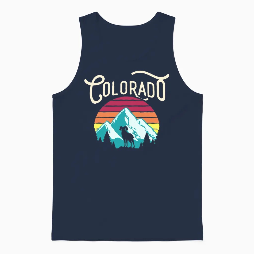Retro Colorado Unisex Tank Top in Navy