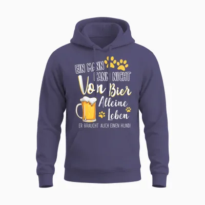 Ein Mann Kann Nicht Von Bier Alleine Leben Hundepapa Unisex Hoodie - Heather Sport Dark Navy