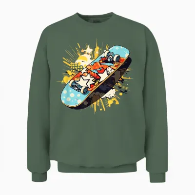 Skateboard Graffiti Skateboardfahren Unisex Sweatshirt - Military Green