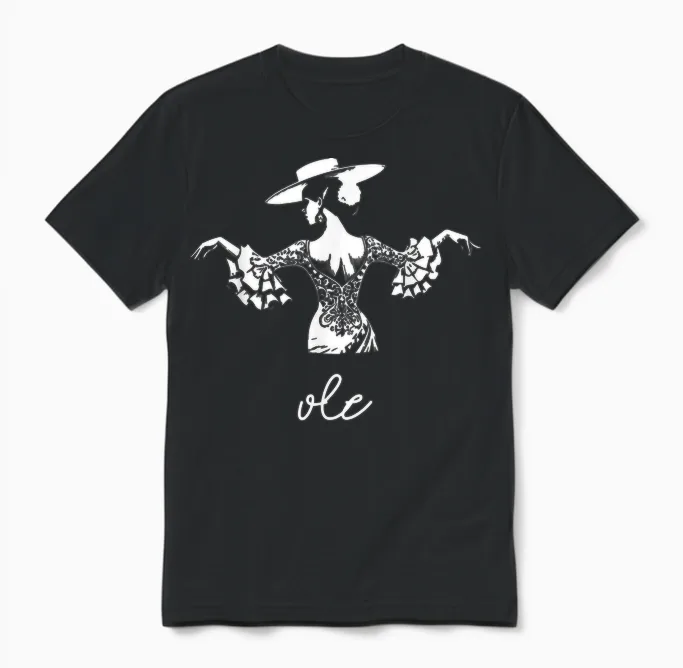 Femme Flamenco Espagnole T-Shirt, Black, S Unisex T-Shirt in Black