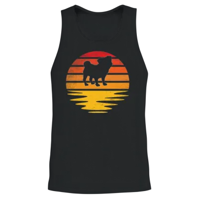 Pug Retro Unisex Tank Top - Black