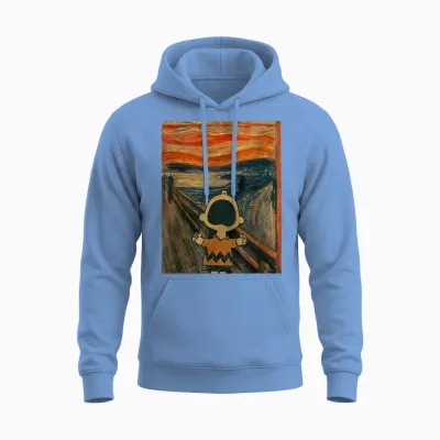 Peanuts Charlie Brown Scream Artsy Unisex Hoodie - Carolina Blue
