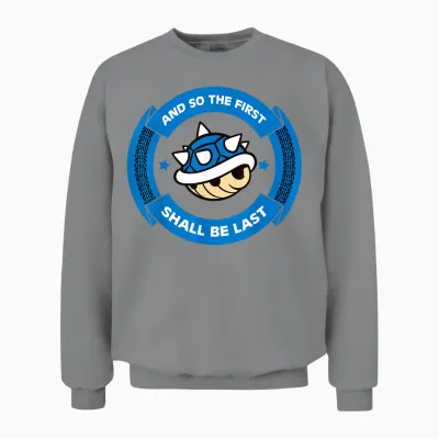 Nintendo Mario Kart Blue Shell Circle Text Unisex Sweatshirt - Sport Grey