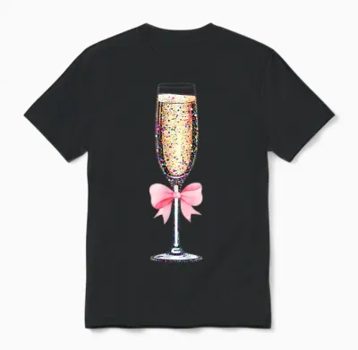 Coquette Champagne Glass Happy New Year 2026 Party Women Unisex T-Shirt - Black