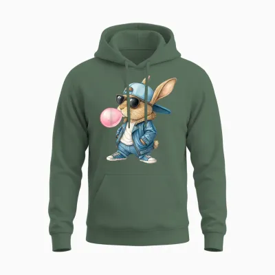 Cooler Hase Osterhase Bunny Kaninchen Kinder Jungen Ostern Unisex Hoodie - Military Green