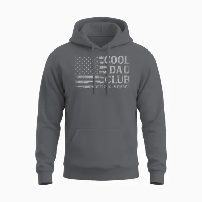 Cool Dad Club Grey Usa Flag Father's Day Vintage Papa Unisex Hoodie - Charcoal