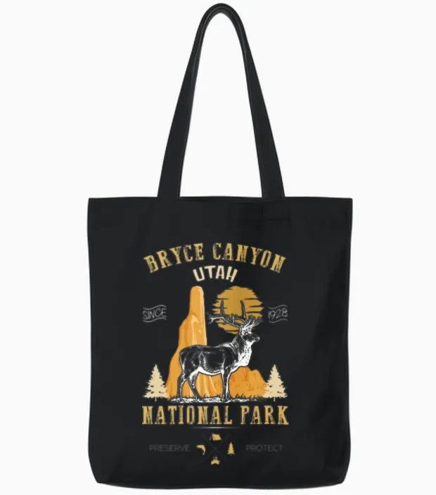 Bryce Canyon Utah National Park Tote Bags in Black