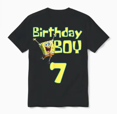 Mademark X Spongebob Squarepants - Spongebob Squarepants Birthday Boy 7 Unisex T-Shirt - Black