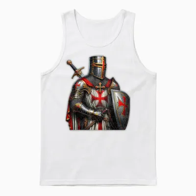 A Warrior of Christ Knights Templar Cross Aged Man T-Shirt, Black Unisex Tank Top - White