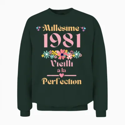 43 Ans Femme 1981 Idée Cadeau Anniversaire Drôle Humour Mama T-Shirt, Black, Female X-Small Unisex Sweatshirt - Forest