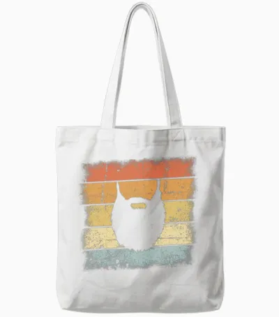 Beard Retro Design Tote Bags - White