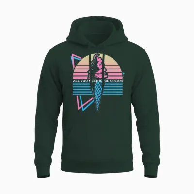 Ice Cream Retro Unisex Hoodie - Forest