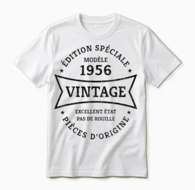 70th Birthday Born in 1956 Design Vintage 70 Years Unisex T-Shirt - White