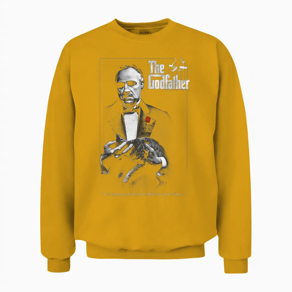 The Godfather Poster T-Shirt, Black Unisex Sweatshirt in Gold
