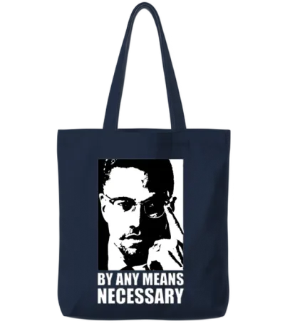 By Any Means Necessary (white Letters) Tote Bags - Navy
