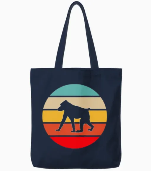 Monkey Retro Tote Bags in Navy