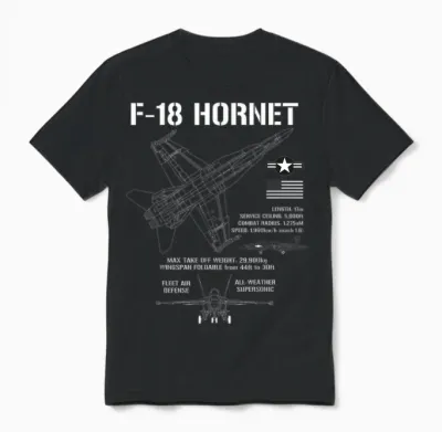 F-18 Hornet Fighter Jet Specs Militärflugzeug F18 Hornet Unisex T-Shirt - Black