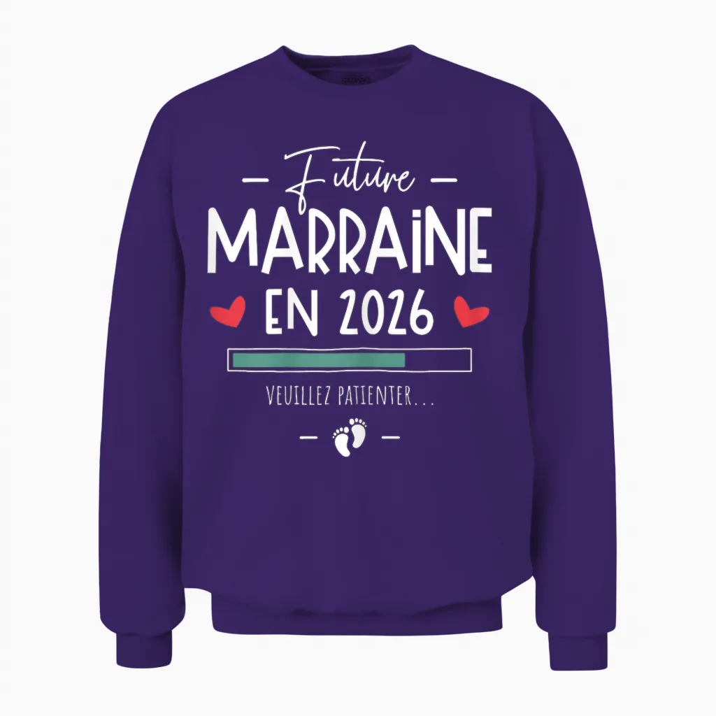 Future Godmother in 2026 - Announcement Pregnancy First Unisex Sweatshirt in Purple
