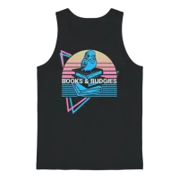 Budgie Parakeet Retro Unisex Tank Top - Black – 1
