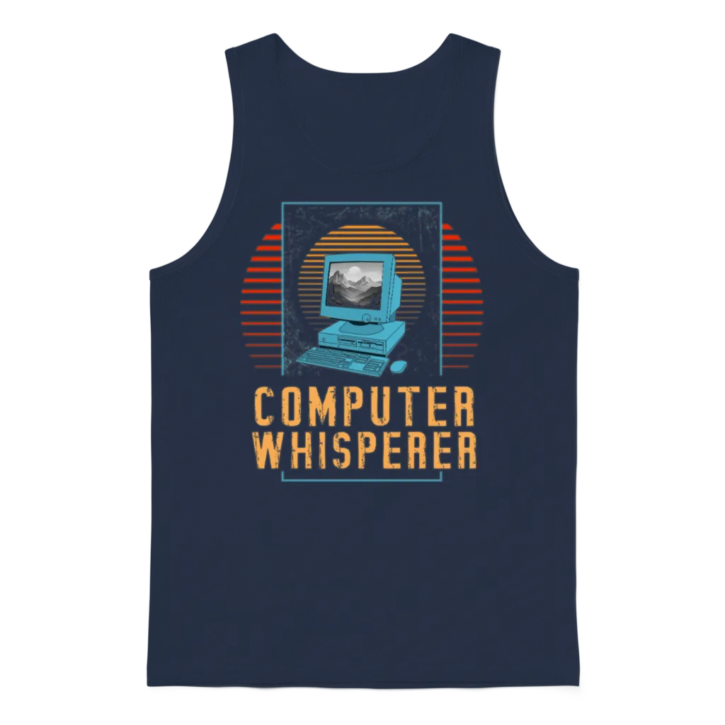 Retro Computer Whisperer Unisex Tank Top - Navy
