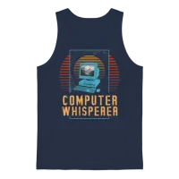 Retro Computer Whisperer Unisex Tank Top - Navy – 1