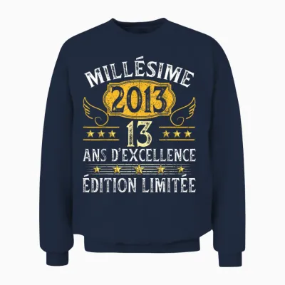 Vintage 2013 13 Years Birthday Girl Boy Vintage 2013 Unisex Sweatshirt - Navy