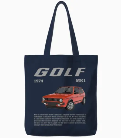 Volkswagen Red Vw Golf Gti M1 with Lettering Tote Bags - Navy