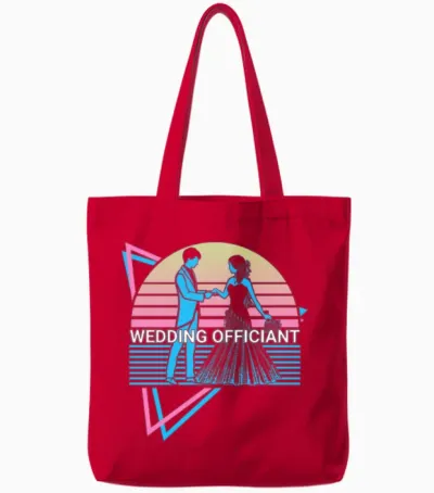 Wedding Officiant Retro Tote Bags - Red
