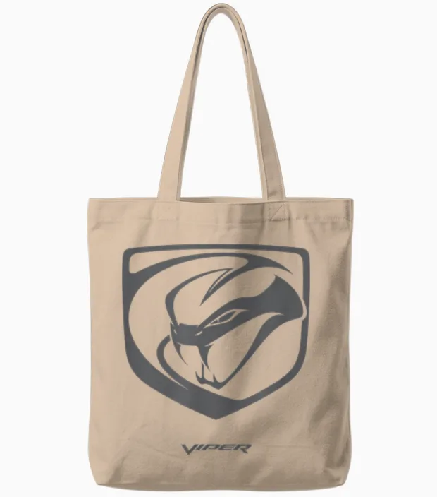Dodge Viper Logo T-Shirt, Black, S Tote Bags in Natural