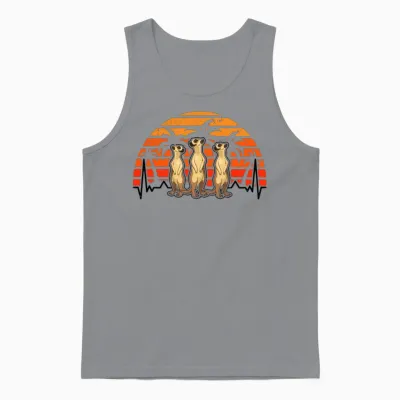 Meerkat Heartbeat Retro Unisex Tank Top - Sport Grey