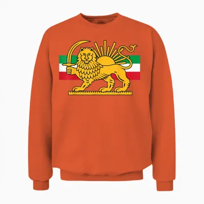 Shir O Khorshid, Lion and Sun Iran, Persia Unisex Sweatshirt - Orange
