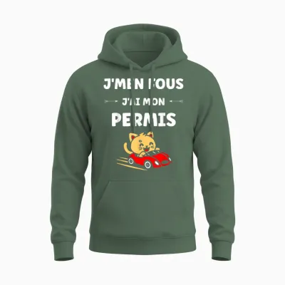 I Don't Care I Have My License Young Humor Driving License Unisex Hoodie - Military Green