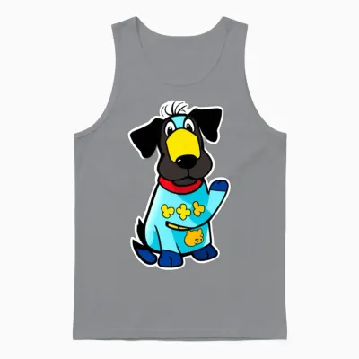 Funny Cartoon Dog Unisex Tank Top - Sport Grey