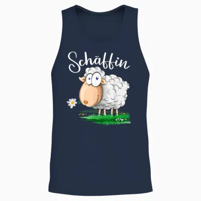 T-Shirt with German Text "sheep Says" [german Language], Black Unisex Tank Top - Navy