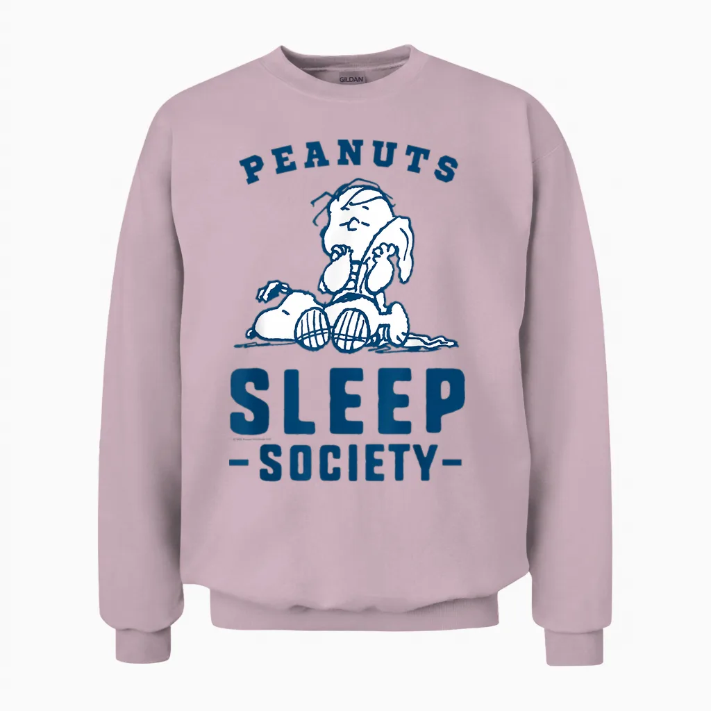 Peanuts Snoopy Linus Sleep Society Nap Time Classic Friends Unisex Sweatshirt in Light Pink