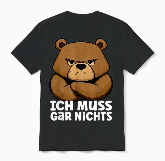 Lustiger, Mürrischer Bär - Ich Muss Gar Nichts! Unisex T-Shirt in Black