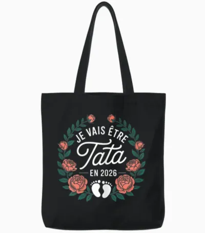 Je Vais être Tata 2026 Future Tatie Annonce Grossesse Tante Tote Bags - Black
