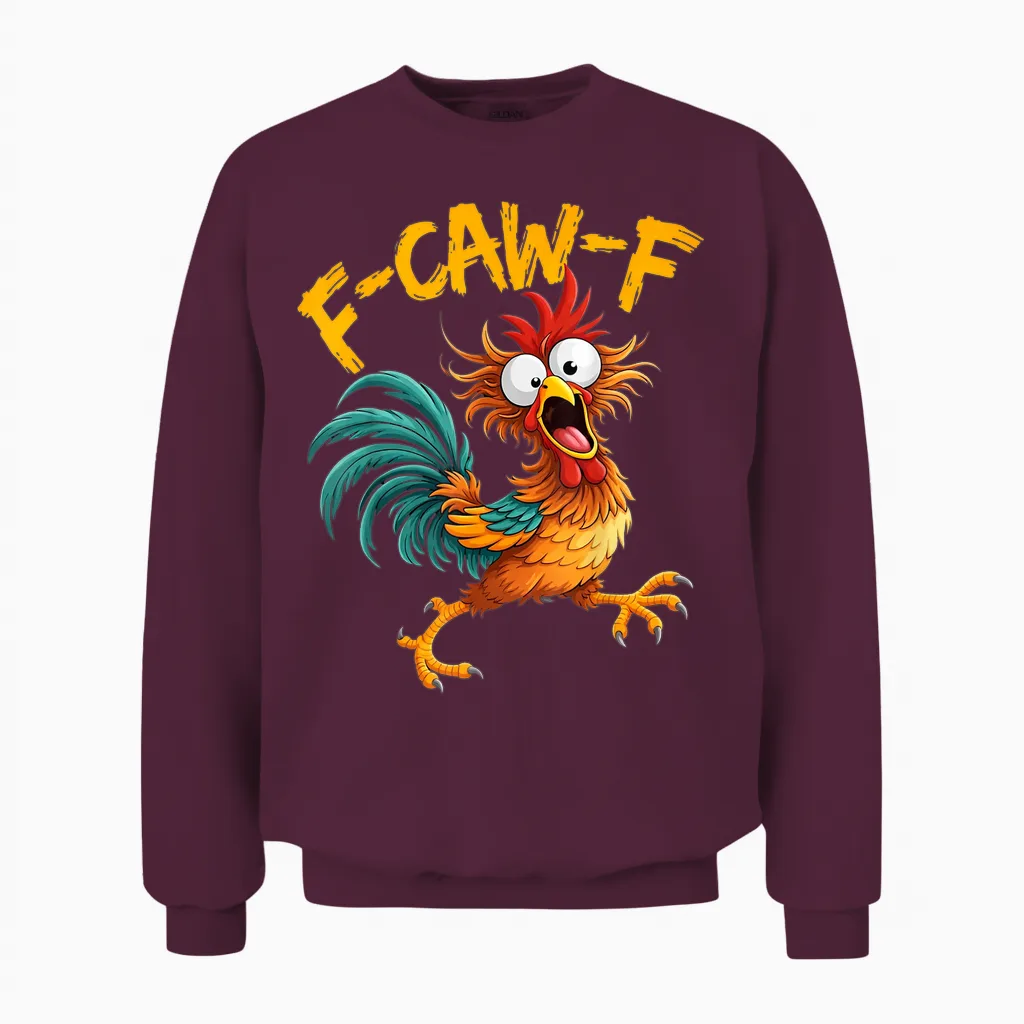 F-Caw-F Huhn Lustiger Hahn Fcawf Erwachsenen-Humor Meme Unisex Sweatshirt in Maroon
