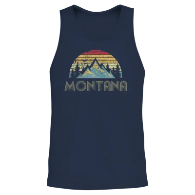 Montana Mountains Camping Hiking Unisex Tank Top - Navy