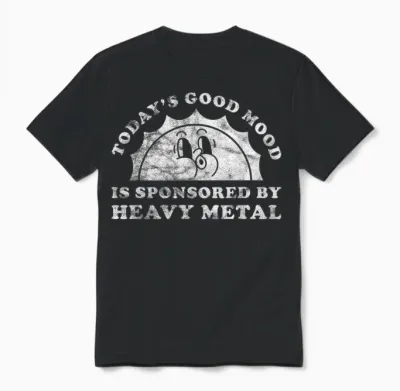 Funny Cute Vintage Retro Heavy Metal or Heavy Metal Unisex T-Shirt - Black