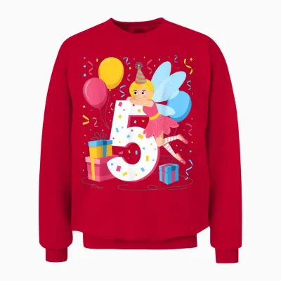 Fee 5. Geburtstag Für Jungen Mädchen 5 Jahre Alt Fünfte Fee Unisex Sweatshirt - Red