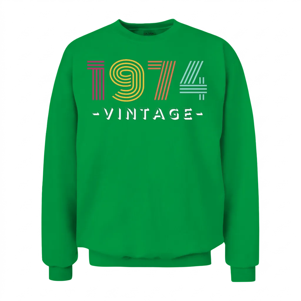 Retro 1974 Striped Vintage Unisex Sweatshirt - Irish Green