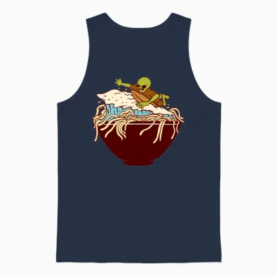 Ramen Wave Unisex Tank Top - Navy