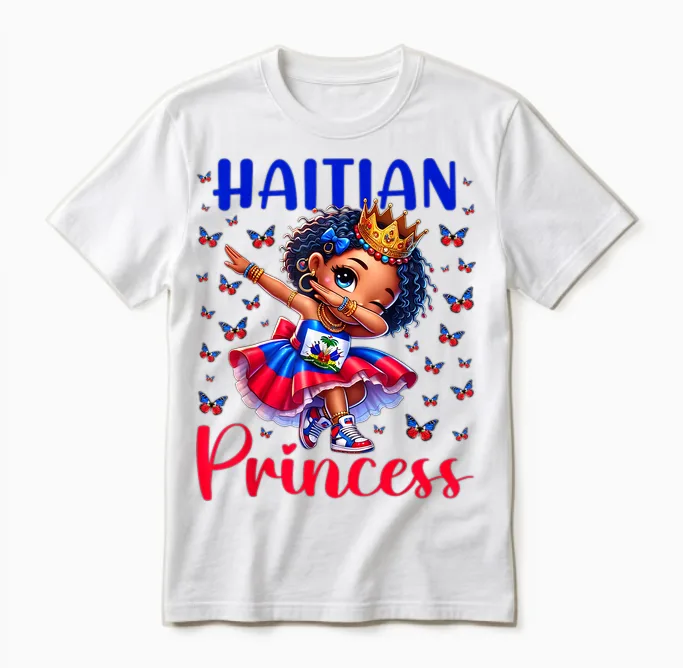 Haitian Princess Dabbing for Girls and Children Unisex T-Shirt in White