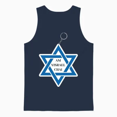 Am Yisrael Chai T-Shirt | Star of David Unisex Tank Top - Navy