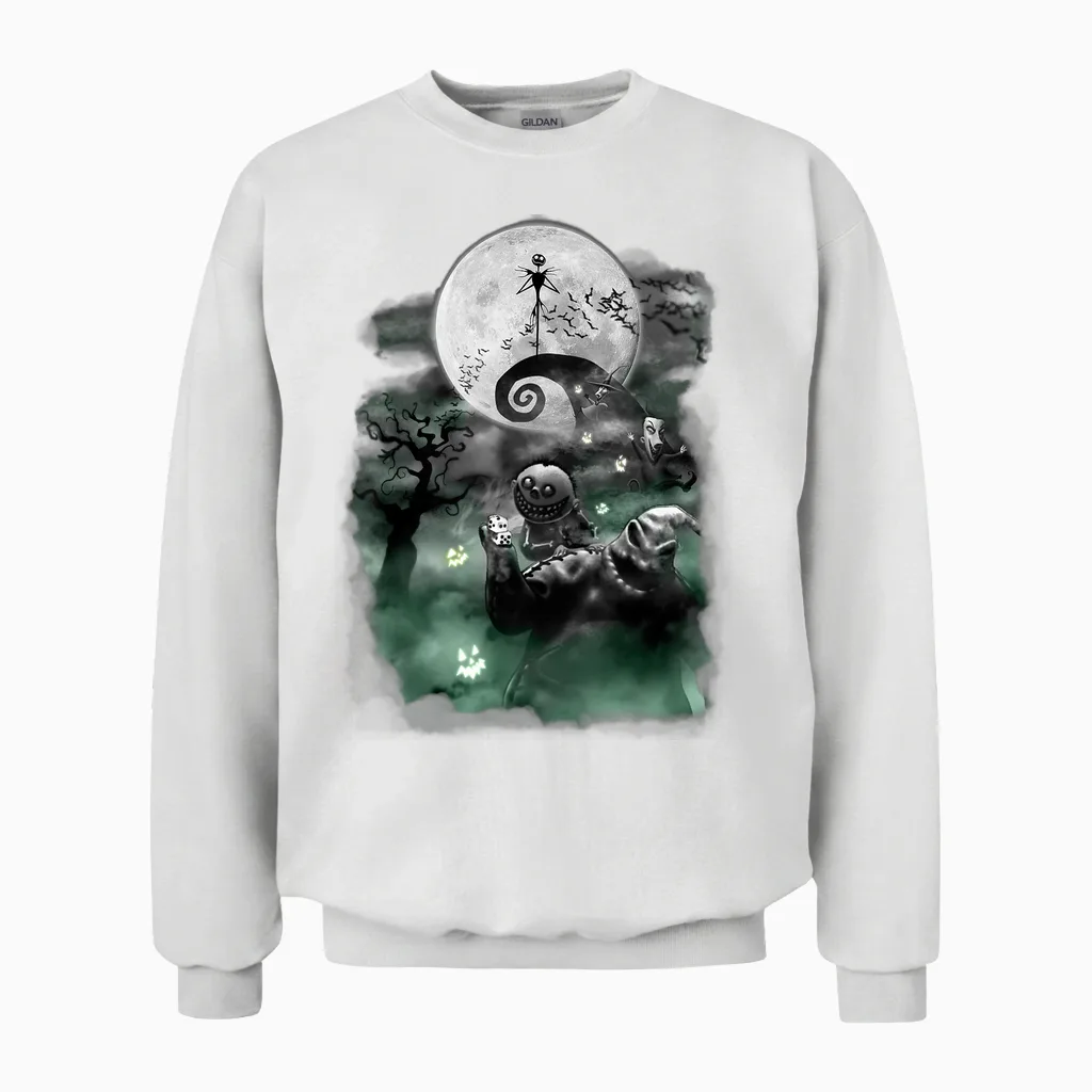 Disney - the Nightmare Before Christmas Haunted Scene Unisex Sweatshirt in White
