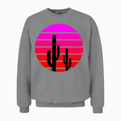 Retro Cactus Sunset Unisex Sweatshirt - Sport Grey