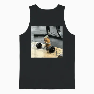 Hamster Deadlift Training Weightlifting Funny Hamster Unisex Tank Top - Black