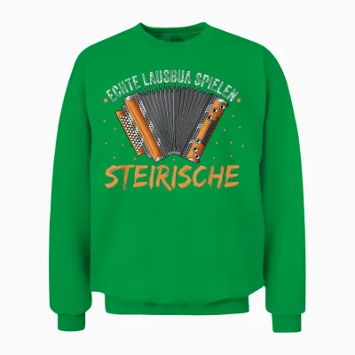 Real Lausbua Spiel Styrian Harmonica T-Shirt, Black Unisex Sweatshirt - Irish Green