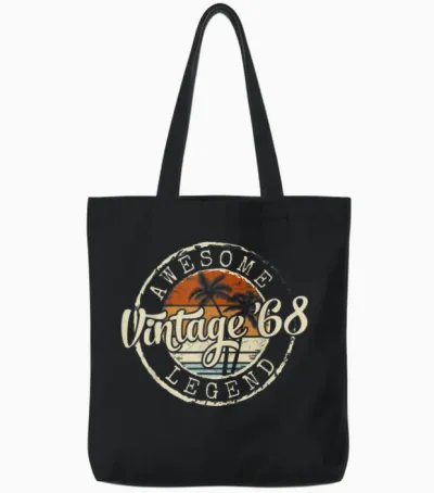 Vintage 1968 58yr 58th Birthday Gifts for Men 58 Years Old Tote Bags - Black